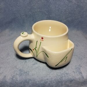 Vintage Pottery By Levine Tea Cup Mug With Tea Bag Pocket Holder Floral Thumb
